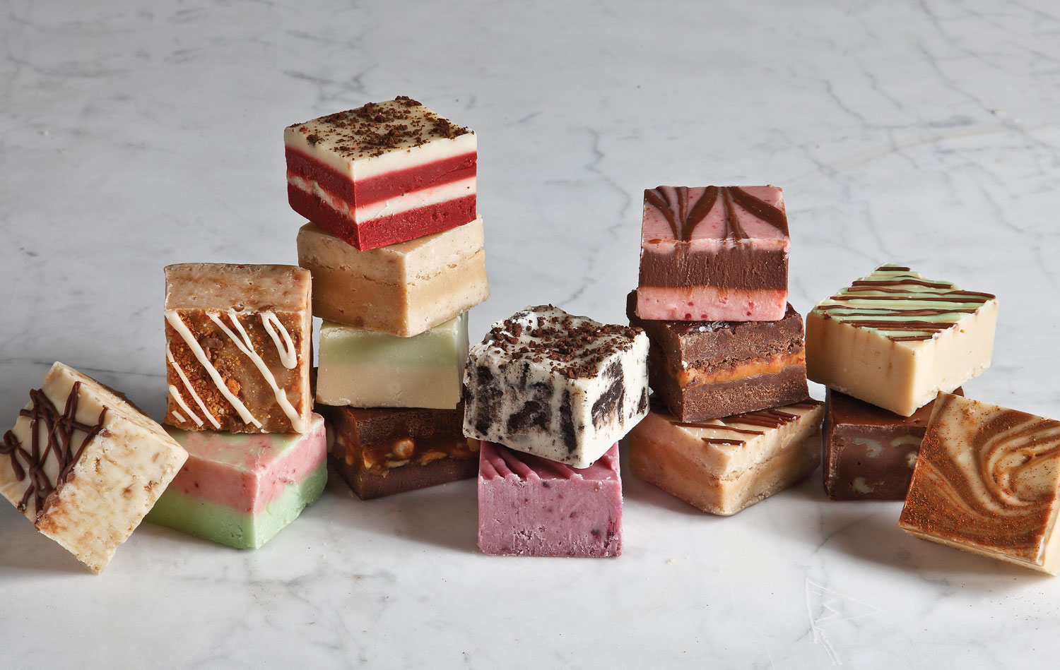 Colorful squares of fudge